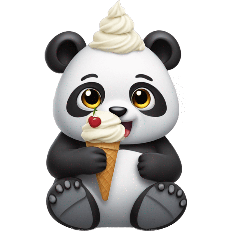 Panda eating ice cream emoji