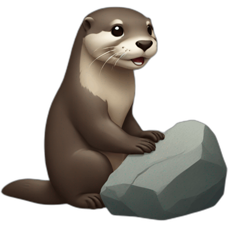 Otter holding a rock emoji