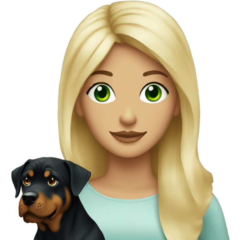 Green eyed Pretty blonde woman with Rottweiler  emoji