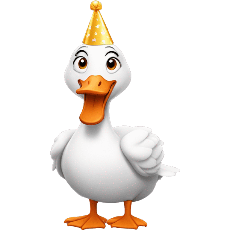 Goose with birthday hat emoji