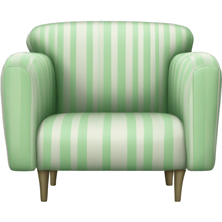 Striped pastel green and white sofa chair with square back and round front emoji