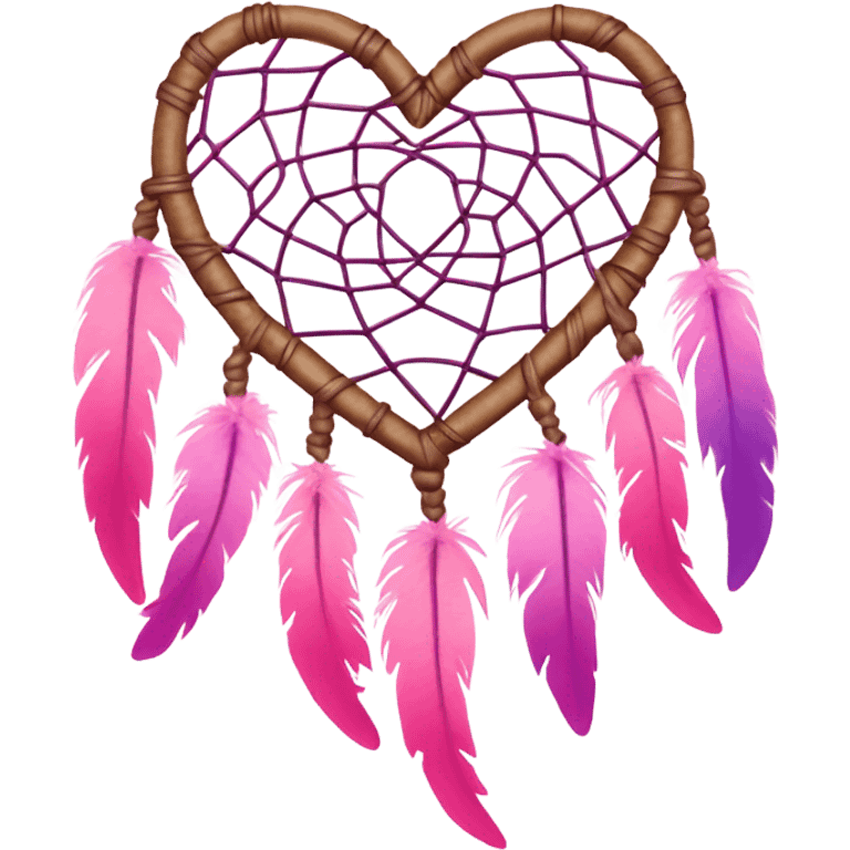 Pink ombre heart shaped dream catcher  emoji