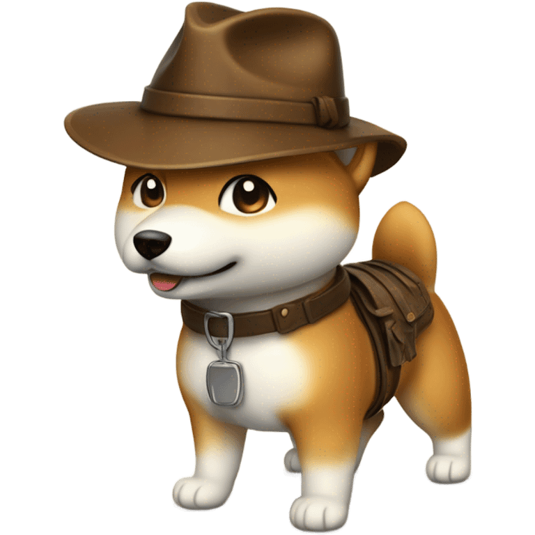 Shiba Inu dressed as Indiana Jones emoji