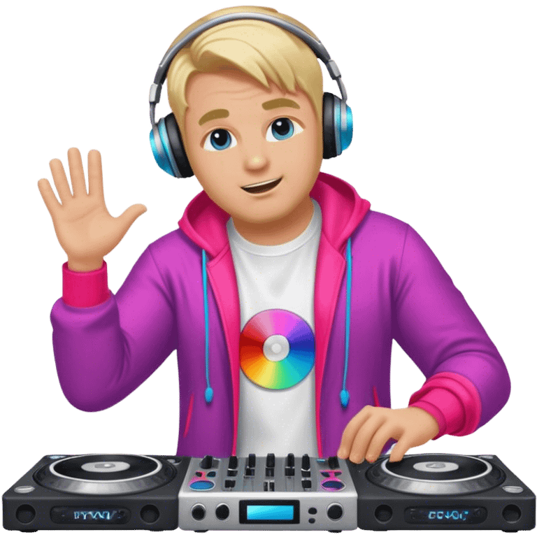 blond big man dj playing in colorful outfit emoji