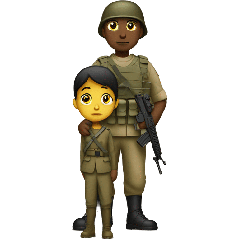 Soldier defending a child valiantly emoji