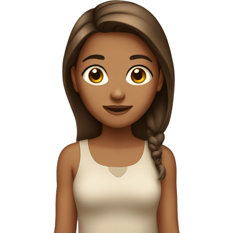 Girl with brown hair and tan skin emoji