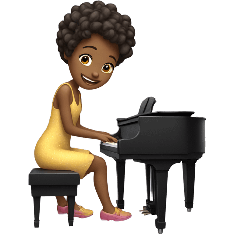 A girl who celebrates her birthday by playing the piano emoji