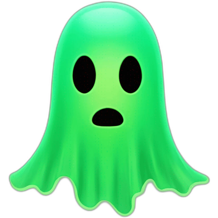 neon green ghost with no face emoji