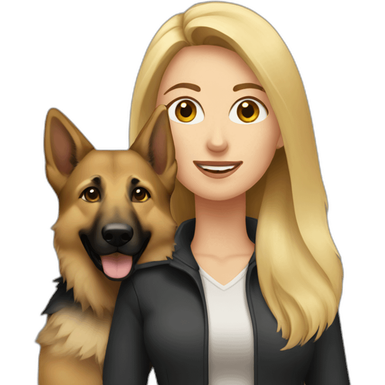 blonde caucasian woman with german shepherd emoji