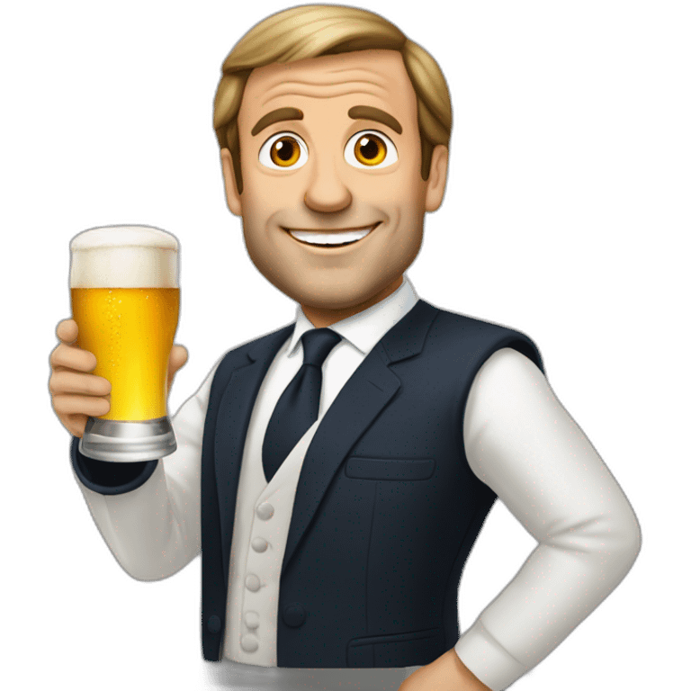 Macron avec une bière emoji