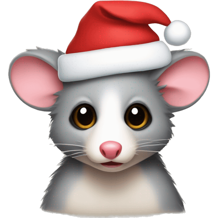 Possum with a Santa hat emoji