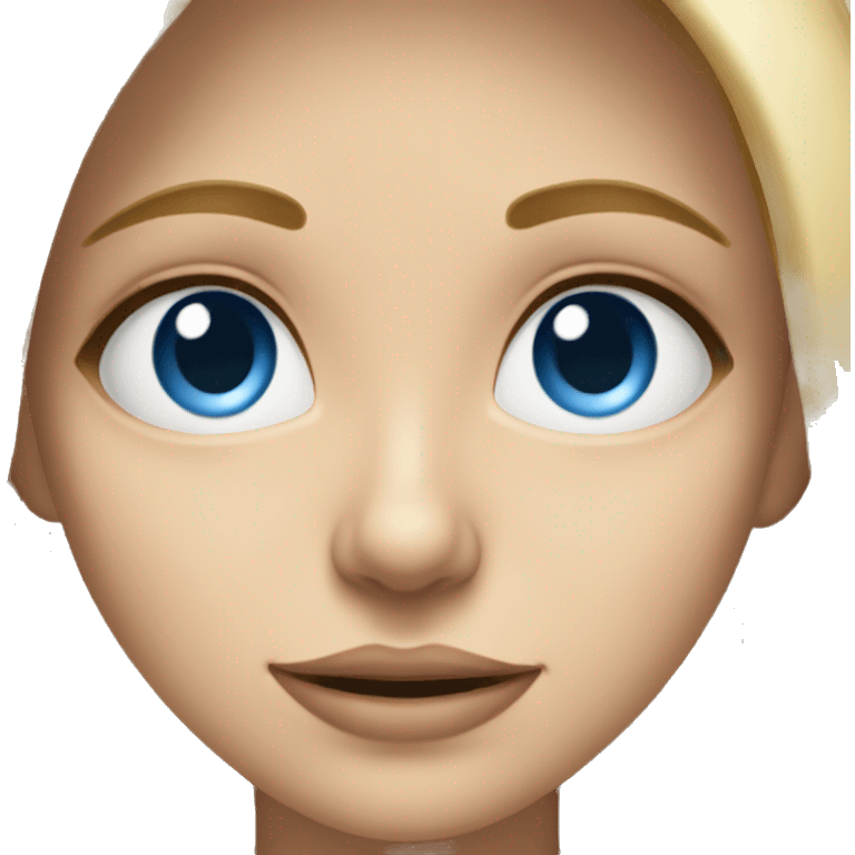 blonde girl portrait looking at viewer without lines on forhead and bleu eyes emoji