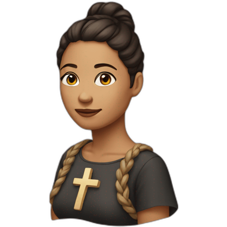 Woman with a cross t-shirt emoji