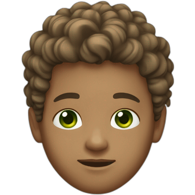 Mixed man. light skin. Brown Curley hair. Green eyes  emoji