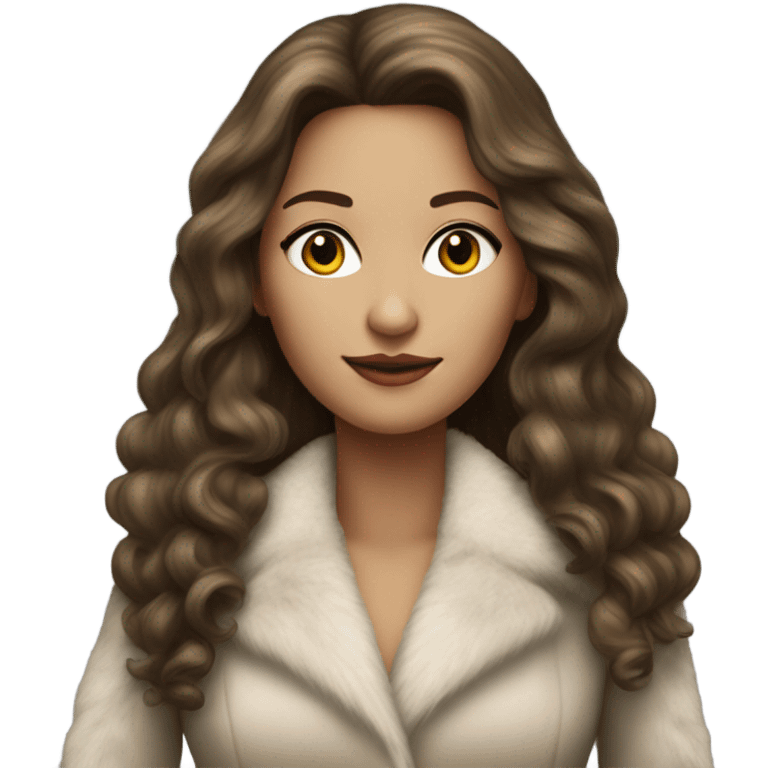 Beautiful realistic long hair light brunette mob wife with fur coat emoji