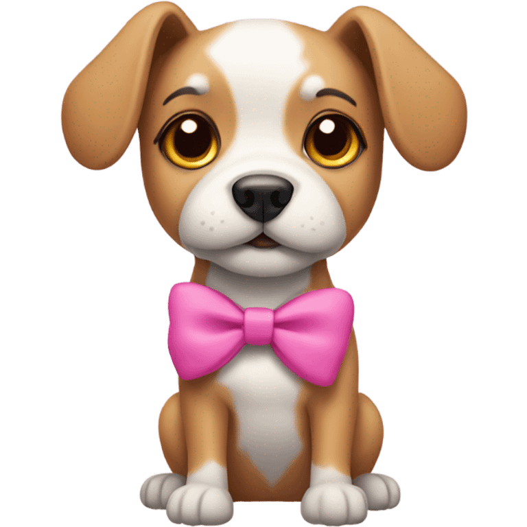 Dog wearing a pink headband with bow emoji