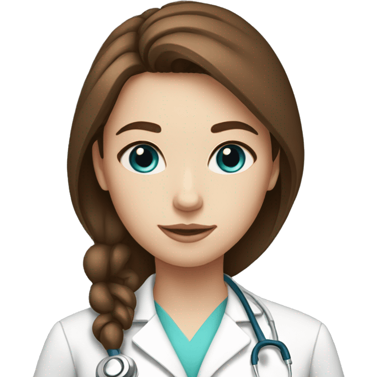 doctor girl with brown hair, blue eyes and fair skin emoji