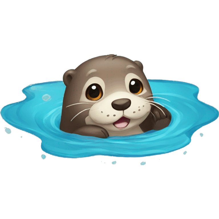 Very cute otter in the water emoji