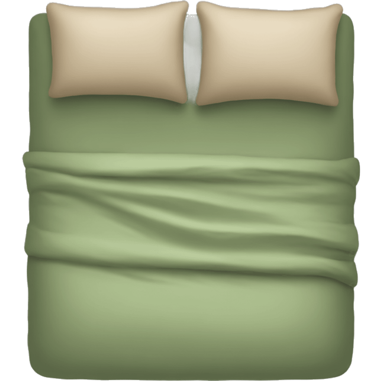 Sage green bed with tan throw blanket emoji