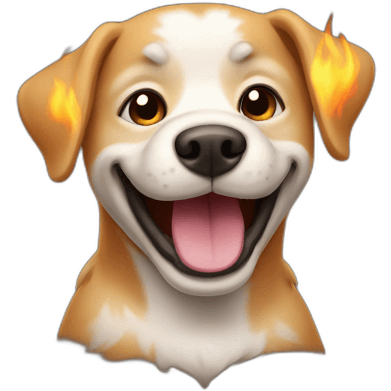 Dog smiling in an arson emoji