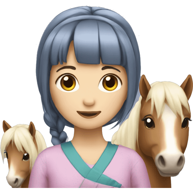 japanese girl with two ponies  emoji