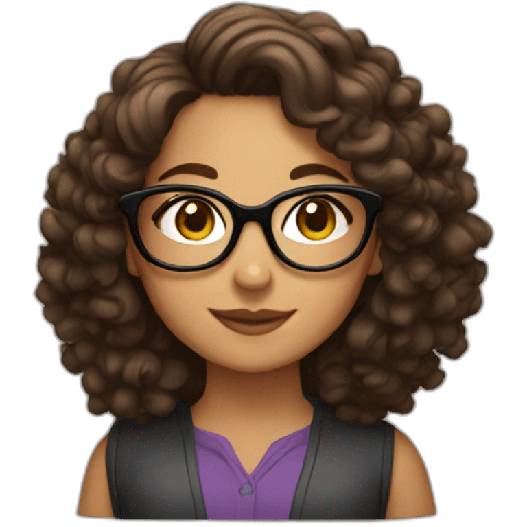 brunette girl with glasses and curly hair with text "approved" emoji