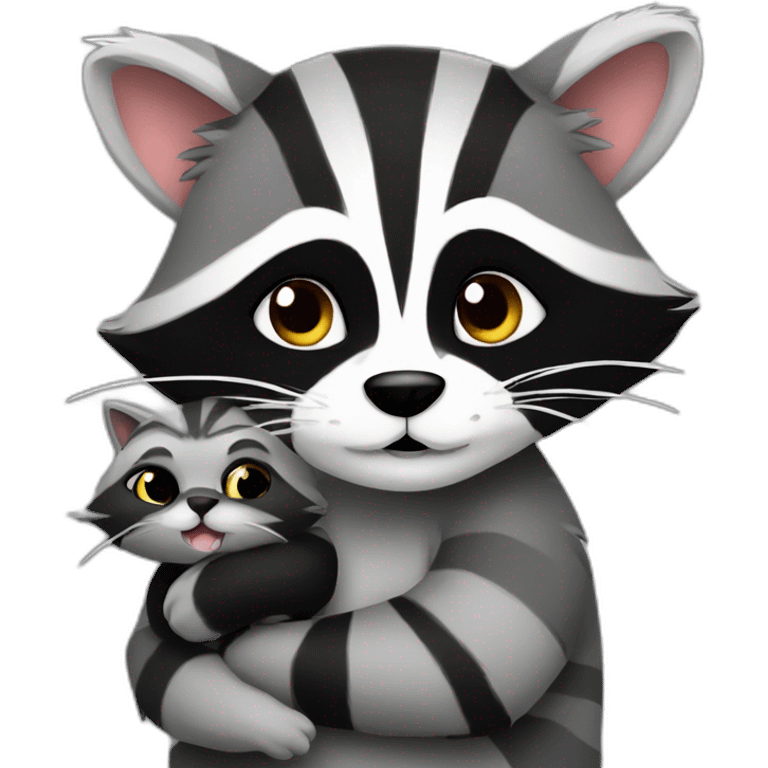 racoon hugging cat emoji