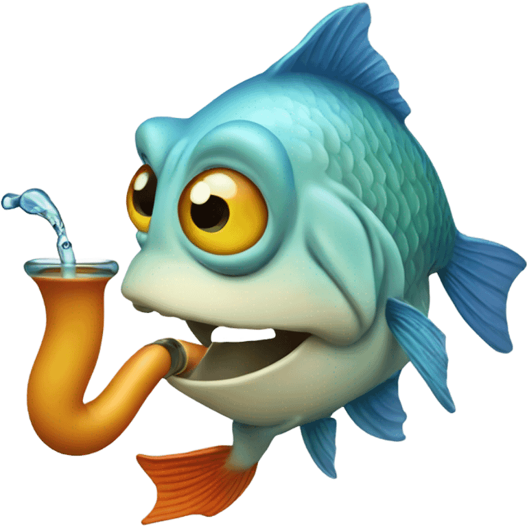 fish holding a waterpipe  emoji