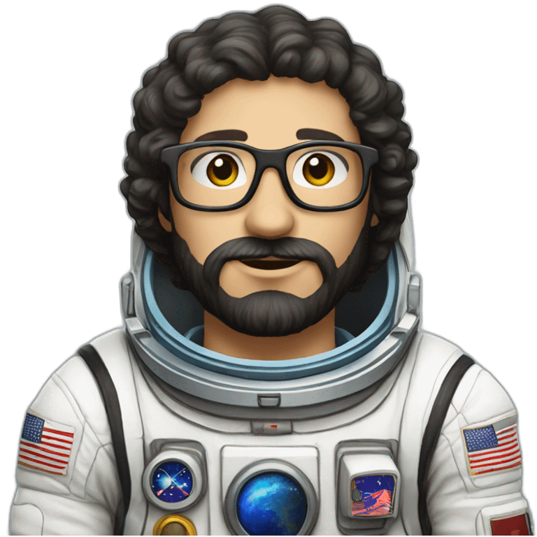 caucasian astronaut with black beard and white glasses emoji