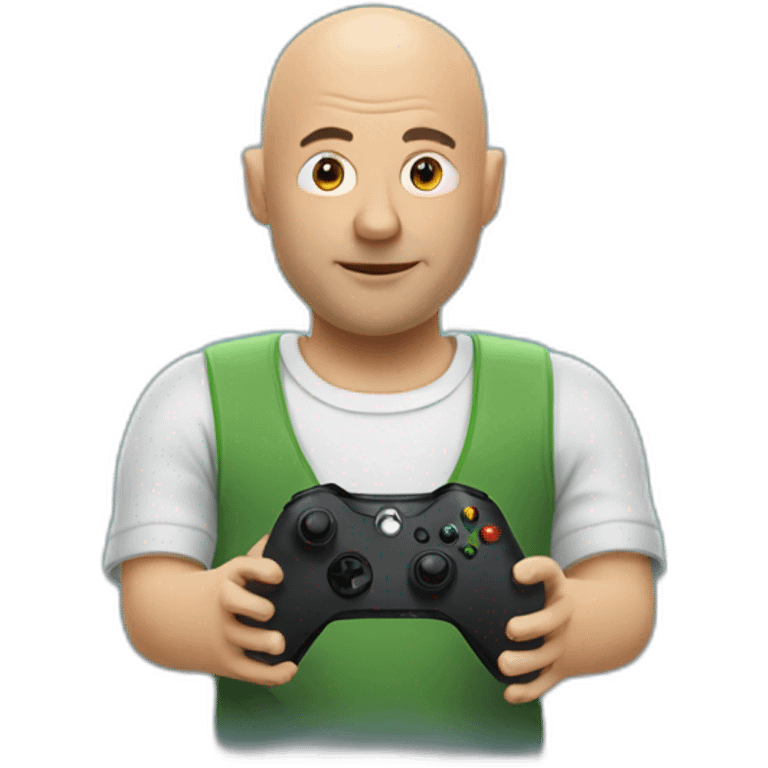 Bald man playing xbox emoji