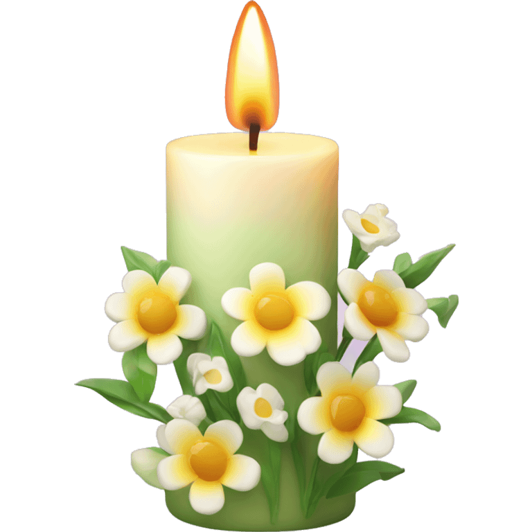 Spring candle with flowers  emoji