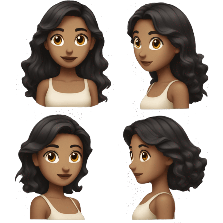 dark hair girl with slightly tan skin and dark eyes very pretty emoji