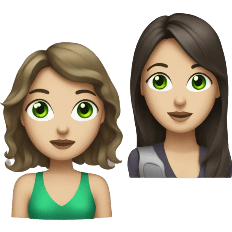 green eyes and brunette with phone emoji