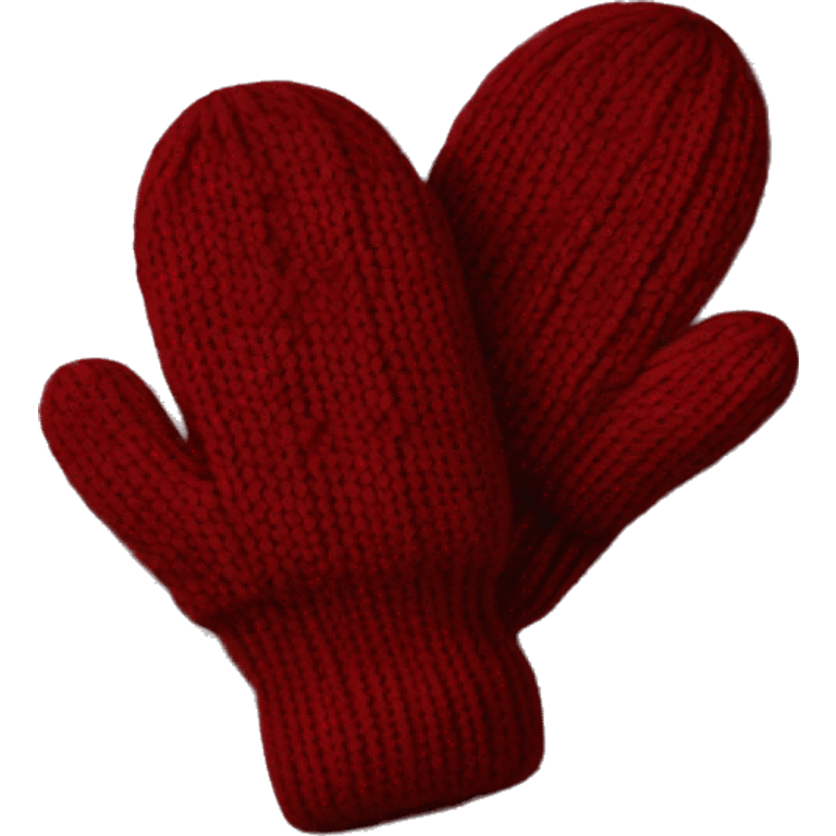 Knitted burgundy pair of mitten emoji