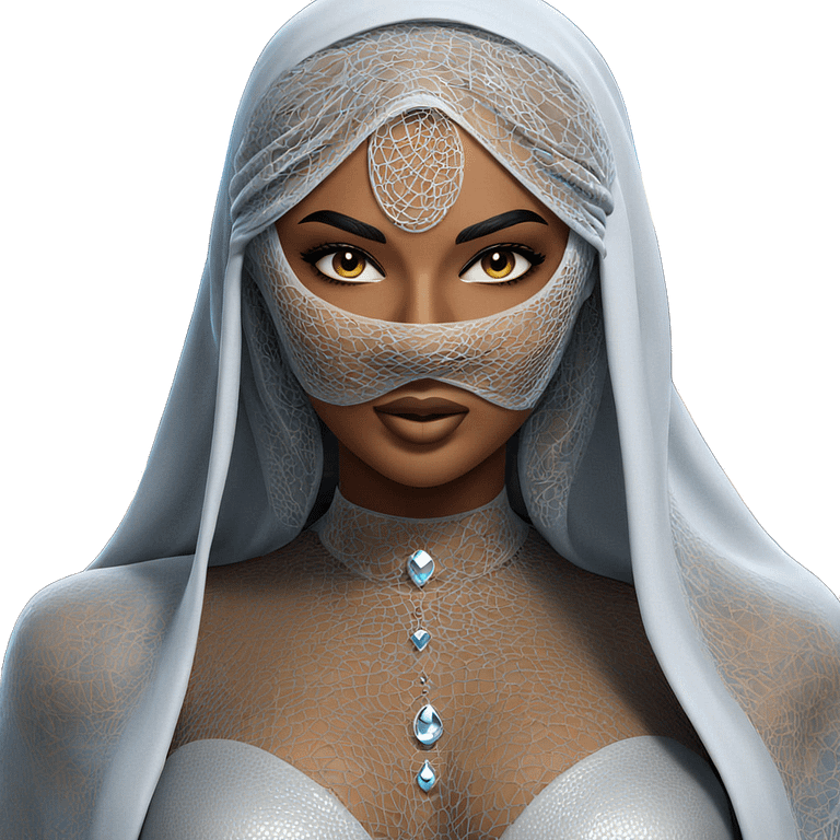 veiled beauty with dark skin emoji