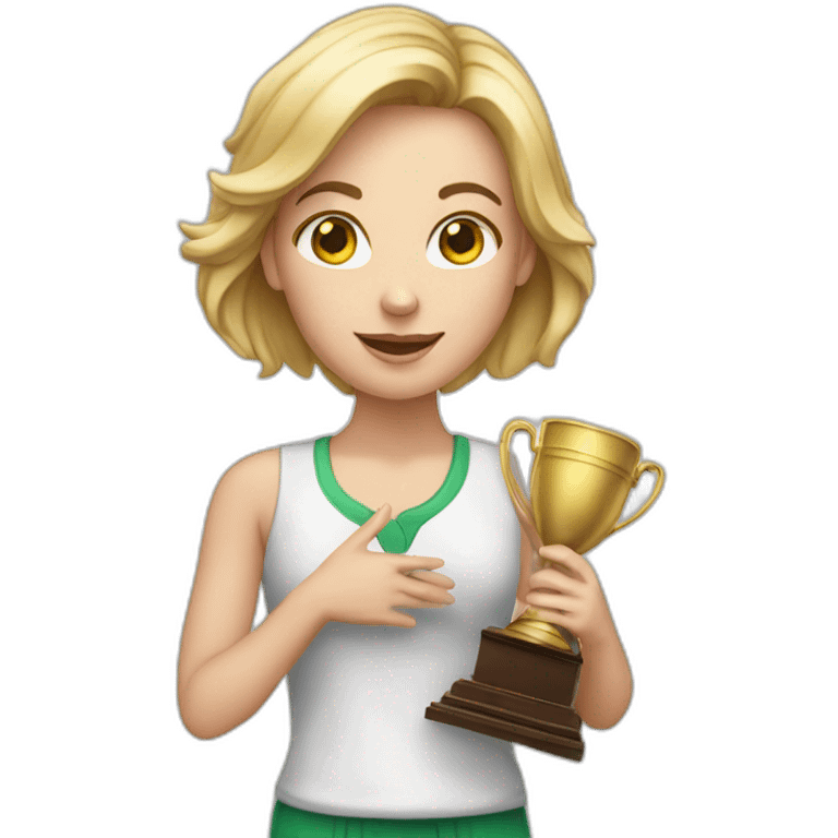 the white girl holding the trophy emoji