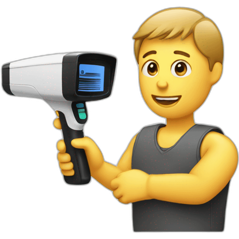 person holding a barcode scanner emoji