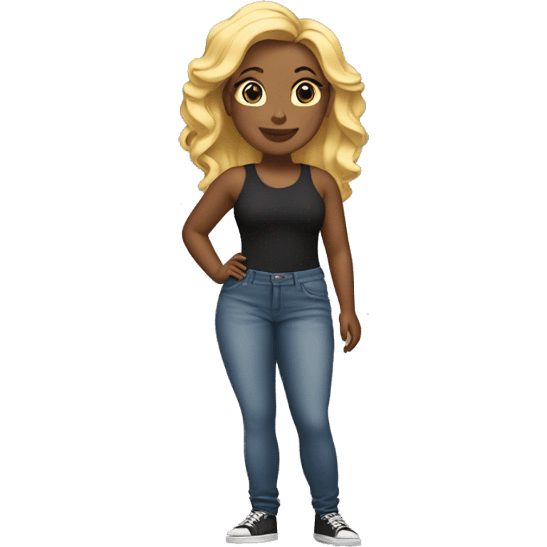 Curvy woman with blond hair full body emoji