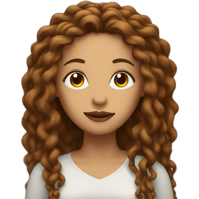 face of a woman with long brown curly dreadlocks and eyes closed emoji