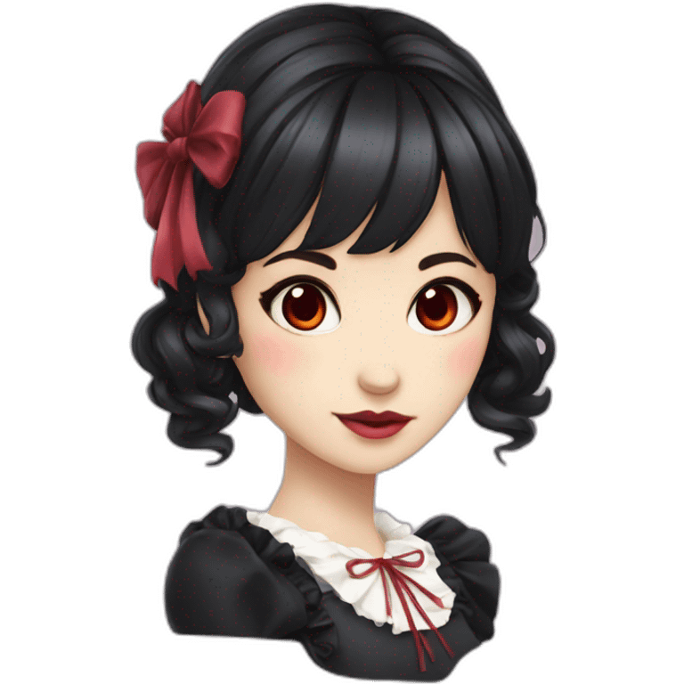 lolita girl short dark hair red eyes emoji