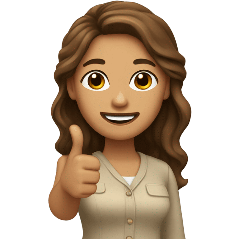 Woman, wheat skin, long brown hair, wavy hair, thumbs up emoji