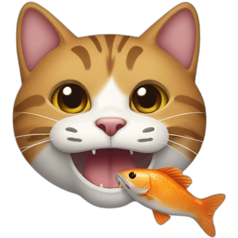 Cat eating a fish emoji