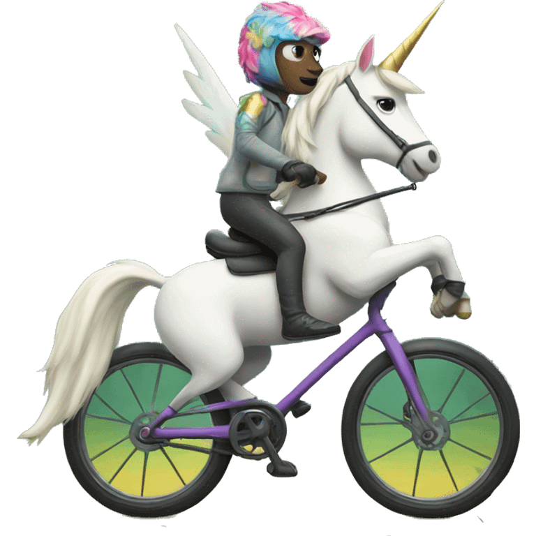 Unicorn riding a bike in the jungle  emoji