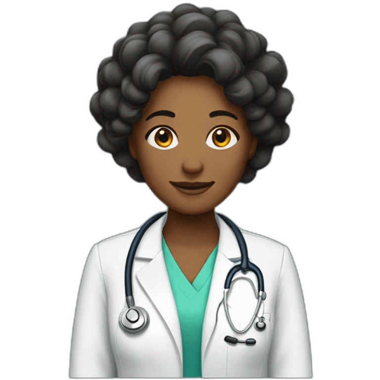 DOCTORA CON RULOS PELO NEGRO emoji