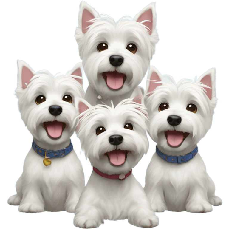 Three happy westie dogs emoji