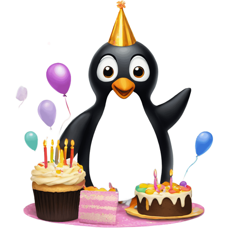 penguin having a bday party emoji