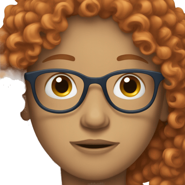 Person, pale, red curly hair, blue eyes, glasses emoji