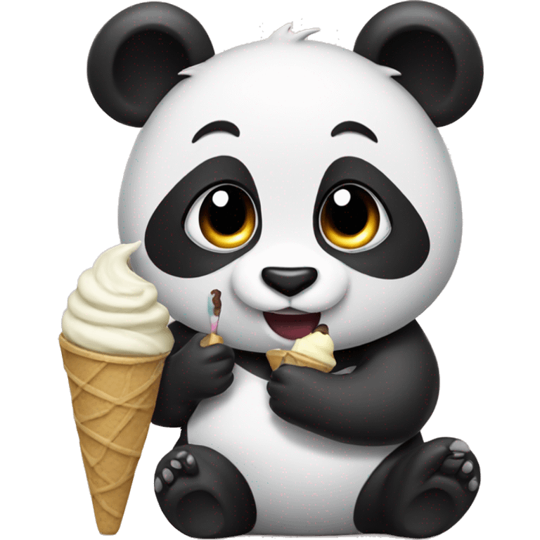 Panda eating ice cream emoji