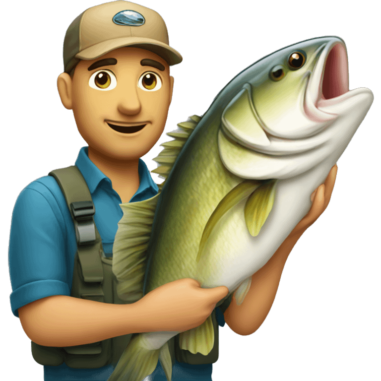 Angler holding big fish with awesome  emoji