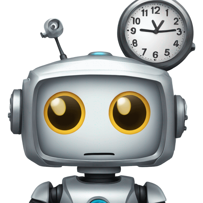 cute robot holds the clock emoji